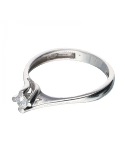 Anillo de Oro blanco 18K con diseño Solitario y brillante