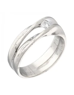 Anillo de Oro blanco 18K con diseño y Circonita central