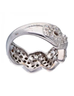 Anillo de oro blanco 18K con diseño y circonitas