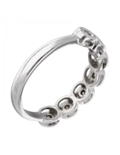 Anillo de oro blanco 18K con diseño y brillantes
