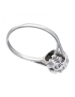 Anillo de oro blanco 18K con diseño y brillante