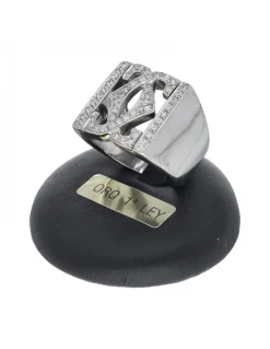 Anillo de oro blanco 18K con diseño CC