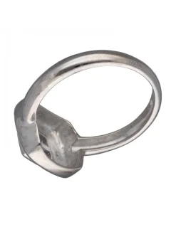 Anillo de Oro blanco 18K con diseño cuadrado y Piedras Sintéticas