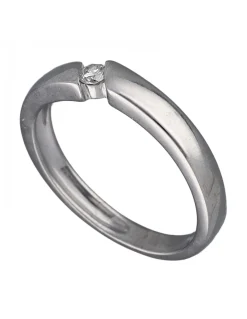 Anillo de Oro blanco 18K con diseño y Zircon