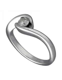 Anillo de Oro Blanco 18K con diseño y Brillantes