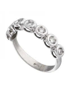 Anillo de oro blanco 18K con diseño y brillantes