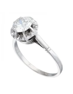 Anillo de oro blanco 18K con diseño y brillante