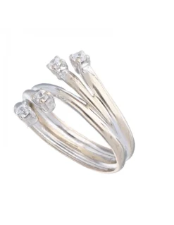 Anillo de Oro blanco 18K con diseño y Circonitas