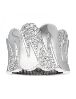 Anillo de oro blanco 18K con diseño y brillantes
