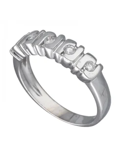 Anillo de Oro blanco 18K con diseño y Brillantes