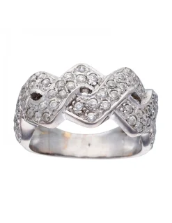 Anillo de oro blanco 18K con diseño y circonitas