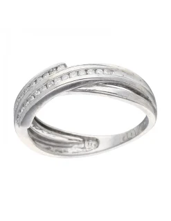Anillo de oro blanco 18K con diseño y brillantes