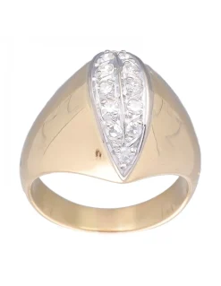 Anillo de Oro blanco y amarillo 18K con diseño y Brillantes