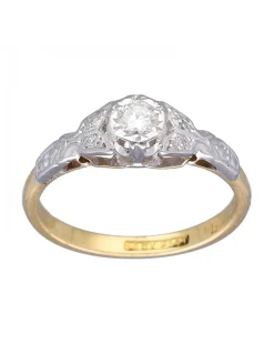Anillo de Oro blanco y amarillo 18K con diseño y Brillantes