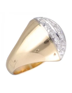Anillo de Oro blanco y amarillo 18K con diseño y Brillantes