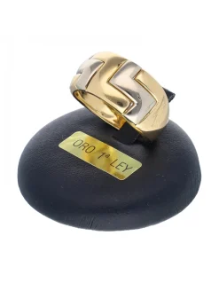 Anillo de oro blanco y amarillo 18K con diseño