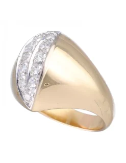 Anillo de Oro blanco y amarillo 18K con diseño y Brillantes
