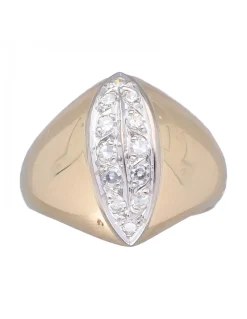 Anillo de Oro blanco y amarillo 18K con diseño y Brillantes