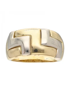 Anillo de oro blanco y amarillo 18K con diseño