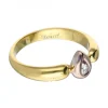 Anillo de Oro blanco y rosado 18K con diseño de gota y brillante