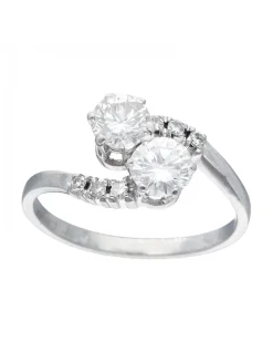 Anillo de Oro blanco18K con diseño y Brillantes