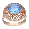 Anillo de Oro rosado 18K con diseño y Piedra Sintética azul
