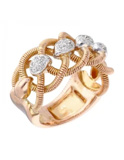 Anillo de Oro rosado 18K con diseño y Circonitas
