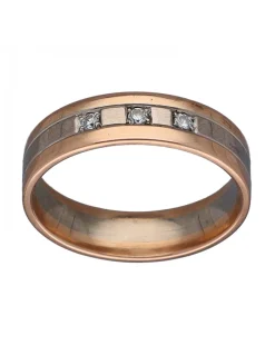 Anillo de Oro rosado y blanco 18K con diseño y Brillantes