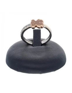 Anillo de oro rosado y blanco 18 K Con diseño Tous y circonitas
