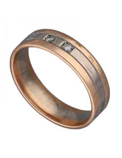 Anillo de Oro rosado y blanco 18K con diseño y Brillantes