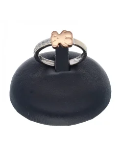 Anillo de oro rosado y blanco 18 K Con diseño Tous y circonitas