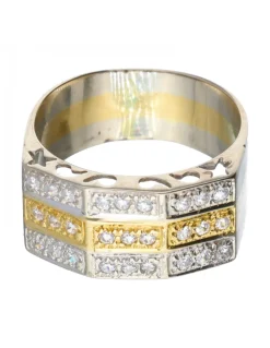 Anillo de oro y oro blanco 18 kl con zirconitas