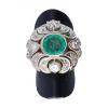 Anillo de oro y oro blanco 18 kl diamantes y esmeralda