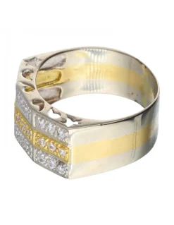 Anillo de oro y oro blanco 18 kl con zirconitas