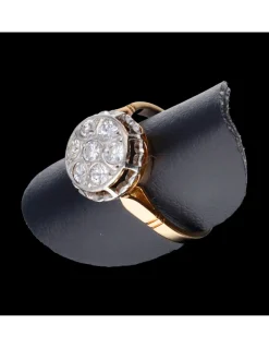 Anillo de oro y oro blanco 18 kl con diamantes
