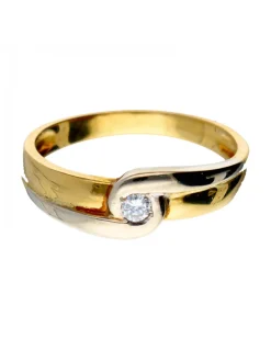 Anillo de oro y oro blanco 18 kl con diamante
