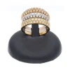 Anillo de tres oros 18 K con diseño y circonitas