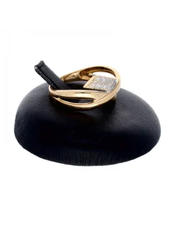 Anillo entrelazado con zirconitas oro amarillo 18kl