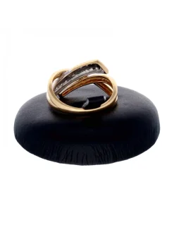 Anillo entrelazado con zirconitas oro amarillo 18kl