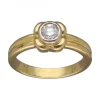 Anillo Solitario de Oro amarillo con diseño de Flor y Brillante