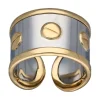 Anillo Tornillos de Oro amarillo y Acero, diseño abierto