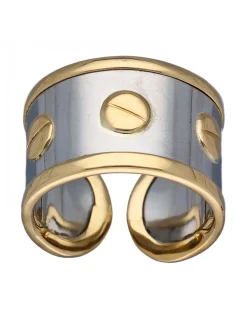 Anillo Tornillos de Oro amarillo y Acero, diseño abierto