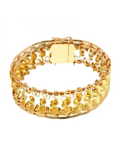 Brazalete ancho con diseño oro amarillo 18kl