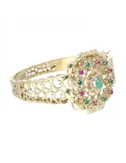 Brazalete de oro amarillo 18 Kl con diseño con piedras sintéticas