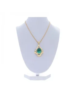 Cadena con colgante de oro amarillo 18 K con diseño y piedra sintética
