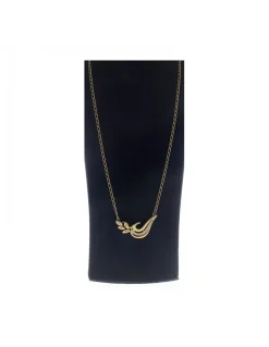 Cadena con colgante de Oro amarillo, con diseño de eslabones forzados, hojas y Circonitas