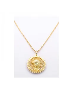 Cadena de Oro amarillo, con colgante religioso de la Virgen niña