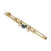 Colgante aguja de oro amarillo 18K con zafiro y brillantes