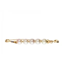 Colgante aguja de oro amarillo 18K con perlas sintéticas