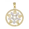 Colgante circular con diseño y zirconitas oro amarillo 18kl